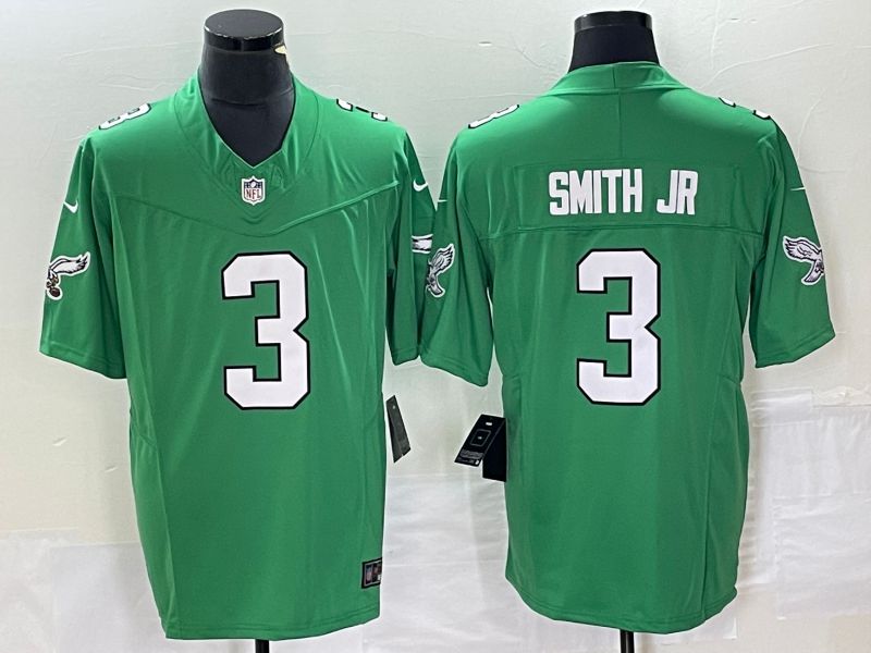 Men Philadelphia Eagles 3 Smith jr Green 2023 Nike Vapor Limited NFL Jersey